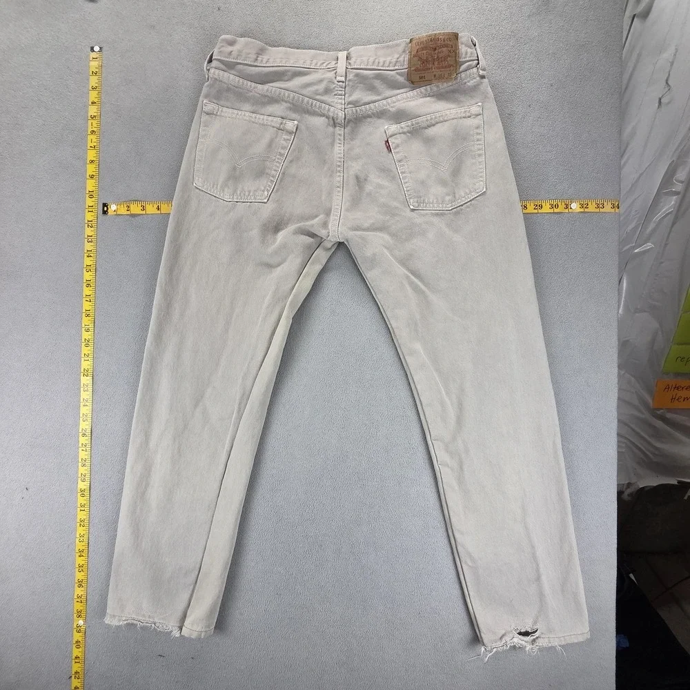 Vintage Levis 501 Jeans Mens Gray‎ Made In USA 90s Button Fits 34x29
